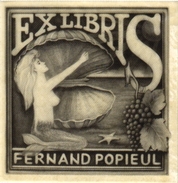 3 EX Libris  Fernand Popieul  Vennix Mereste Zeemeermin SIRENE  MERMAID MEERJUNGFRAU SIRENA - Ex-libris