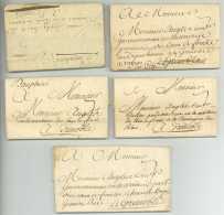 5 Lettres PARIS Pour GRENOBLE Ou Veynes 1729 à 1736 Angles Collet Charras Perrin Givodan - Manuscrits