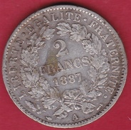 France 2 Francs Argent Cérès 1887 A - Altri & Non Classificati