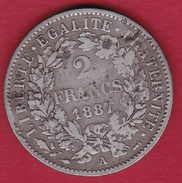 France 2 Francs Argent Cérès 1887 A - Altri & Non Classificati