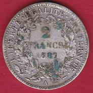 France 2 Francs Argent Cérès 1887 A - Altri & Non Classificati