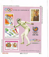 1988 Bolivia Seoul Korea Olympics Fencing  Souvenir Sheet MNH  LIMITED EDITION Scott $25 - Bolivien