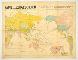 1942 Karte Zum Zeitgeschehen In Ost Und West, Német NyelvÅ± Térkép, 82x62 Cm - Autres & Non Classés