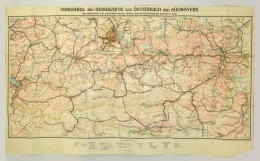 Cca 1920-1930 Verkehers Und Reisekarte Von Österreich Und Süd-Bayern, 1.600.000, Bécs,... - Autres & Non Classés