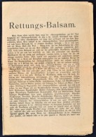 Cca 1880-1900 A 'MentÅ‘ Balzsam' Részletes IsmertetÅ‘je, Szórólap - Publicités