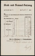 1858 Szombathely, Vas Megyei Német NyelvÅ± Kenyér és Zsemleár Hirdetmény - Ohne Zuordnung