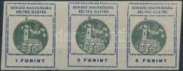 ** 1947 Szikszó 1Ft, 2Ft, 5Ft Fogazatlan Hármascsík (80.000) / Imperforate Stripe - Non Classés