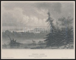 Cca 1840 Egyesült Államok, Itasca Lake Acélmetszet /  USA Itasca Lake Engraving 17x14 Cm - Estampes & Gravures