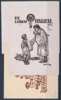 Haranghy JenÅ‘ (1894-1951): 3 Db Ex Libris. Klisé, Papír, Jelzett A Nyomaton, 8x8, és 10x8 Cm... - Autres & Non Classés