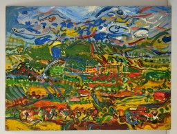 Birkás István (1947-): Kút-hegy III. Olaj, Farost, Jelzett, 60×80 Cm - Autres & Non Classés