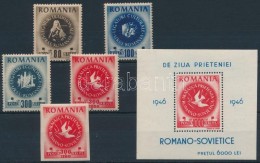 ** 1946 Román-szovjet Barátság Sor Mi 1008-1011 A + 1011 B + Blokk Mi 34 - Sonstige & Ohne Zuordnung