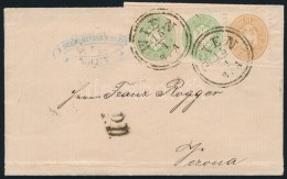 1867 Levél 2 X 3kr + 15kr Bérmentesítéssel 'WIEN' - Verona, Olaszországba... - Autres & Non Classés