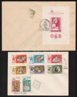 1958 Brüsszeli Világkiállítás Sor + Blokk 2 Db FDC-n (6.500) - Autres & Non Classés