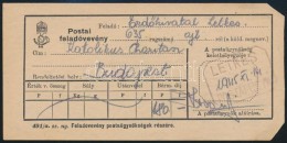 1945 Postai Feladóvevény LETKES Postaügynökségi Bélyegzéssel és... - Other & Unclassified