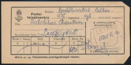 1945 Postai Feladóvevény LETKES Postaügynökségi Bélyegzéssel és... - Autres & Non Classés