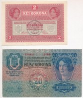 1913. 20K + 1917. 2K MindkettÅ‘ Hamis 'Citta Di Fiume' Felülbélyegzéssel (fake Overprint)... - Non Classés