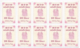 1993-1994. 'HTO (Háztartási TüzelÅ‘olaj) Utalvány - 20 Liter' Tízes Tömbben - Non Classés