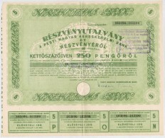 Budapest 1946. 'Pesti Magyar Kereskedelmi Bank' Részvényutalvány 5 RészvényrÅ‘l... - Ohne Zuordnung