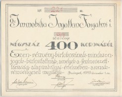 Budapest 1919. 'Az Immobilia Ingatlan Forgalmi Részvénytársaság'... - Ohne Zuordnung