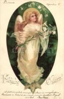 T2/T3 Fröhliche Ostern! / Easter, Angel, Litho (Rb) - Non Classés