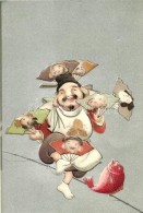 T1/T2 Japanese Folklore, Humour, Emb. Litho - Ohne Zuordnung