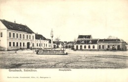 * T2/T3 Hrusovany Nad Jevisovkou, Grusbach; Hauptplatz, Gasthof Zum Weissen Kreuz, Verlag Franz Schreiber / Main... - Unclassified