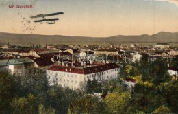 * T4 Wiener Neustadt, General View With Airplane (ázott / Wet Damage) - Non Classés