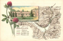 * T2/T3 Lipik, Kupaliste / Map, Floral Litho (Rb) - Ohne Zuordnung