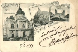 T2/T3 1899 Pécs, Fünfkirchen; Nemzeti Színház, Kereskedelmi és Iparkamara,... - Ohne Zuordnung