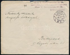 1916 Tábori Posta Levél 'K.u.K. Reservespital Nr 11(Orthopädisches Spital Und Invalidenschulen)'... - Autres & Non Classés