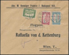 1918. Jul. 9. Légi Levél Bécsbe 1K50f RepülÅ‘ Posta Bélyeggel és 1.80K... - Autres & Non Classés