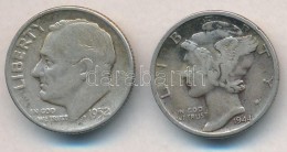 Amerikai Egyesült Államok 1944. 1D Ag 'Mercury' + 1952. 1D Ag 'Roosevelt' T:2,2-
USA 1944. 1 Dime Ag... - Non Classés