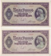 1945. 100P (2x) EltérÅ‘ Színváltozatok, Az Egyiknél Apró Nyomathiányos... - Ohne Zuordnung