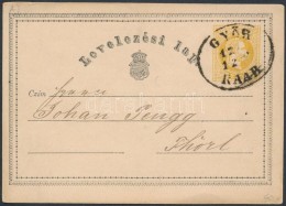 1869 2kr Díjjegyes LevelezÅ‘lap 'GYÅR / RAAB' - Sonstige & Ohne Zuordnung