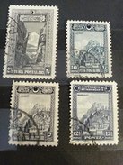 RARE SET LOT 2 1/2+5+10+12 1/2 KURUS GR GROUCH TURKEY 1920'S USED STAMP TIMBRE - Used Stamps