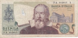 BILLETE DE ITALIA DE 2000 LIRAS DEL AÑO 1983  GALILEO  (BANKNOTE) - 2000 Liras