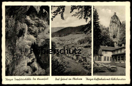 ALTE POSTKARTE IBERGER TROPFSTEINHÖHLE DER WASSERFALL BAD GRUND OBERHARZ IBERGER KAFFEEHAUS RECHTECKSTEMPEL HOHNSTEDT AK - Bad Grund