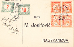 HUNGARY TO YUGOSLAVIA 1916 WITH TWO PORTO AT DESTINATION - Cartas & Documentos