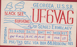 Georgia USSR Sakartvelo Géorgie Black Sea Sukhumi Abkhazia QSL Card Amateur Radio Funkkarte QTH 1977 Via Moscow - Amateurfunk