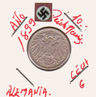 GERMANI  DEUTSCHES REICH  10 Pfennig  Imperio Año 1899-G - 10 Pfennig