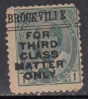 'For Third Class Matter Only' ' Brockville' Precancel Variety, United States, USA Used - Voorafgestempeld