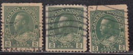 2c Green Shaded X 3 Coil Issue ?, Canada Used 1912, - Coil Stamps