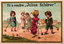 1 Carte Chromo Litho Trade Advertising CCALENDAR 1885 GAME JEU De CROQUET Krocketspiel Pub Fil à Coudre Julius Schürer - Andere & Zonder Classificatie