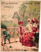 1 Carte Chromo Litho Trade Adverting 1886  JEU De CROQUET Krocketspiel  Pub Etrennes Jouets Paris Printer Testu Massin - Autres & Non Classés
