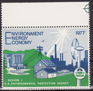 USA 1977 ENVIRONMENT,ENERGY,ECONOMY POWERHOUSE VIGNETTE,CINDERELLA,LABEL - Ohne Zuordnung