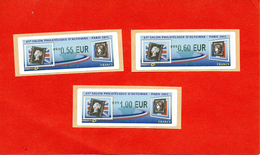 PARIS :SALON D'AUTOMNE 2011 3 VIGNETTES D'AFFRANCHISSEMENT  LISA  à 0.55, 0.60 Et 1.00E PARIS-LONDRES - 1999-2009 Illustrated Franking Labels