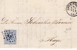 26 SEP 1874 Vouwbrief Van Groningen Naar 'sGravenhage   Met Paar NVPH 19  En Puntstempel 45 - Lettres & Documents