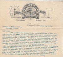 Lettre Illustrée 16/6/1900 SHOWELL & FRYER PHILADELPHIA USA - Wines Liquors And Cigars - Estados Unidos