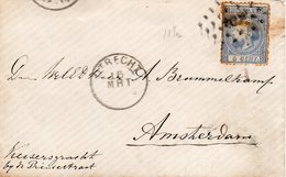 15 MRT 1872 Envelopje  Van Utrecht Naar Amsterdam    Met  NVPH 7   En Puntstempel 107 - Lettres & Documents