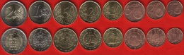 San Marino Euro Full Set (8 Coins): 1 Cent - 2 Euro 2006-2014 UNC - San Marino